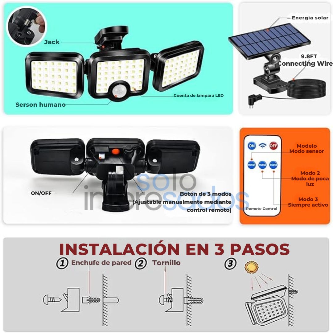LuzSolar Pro 3D (Ilumina, Detecta y Protege sin Esfuerzo)