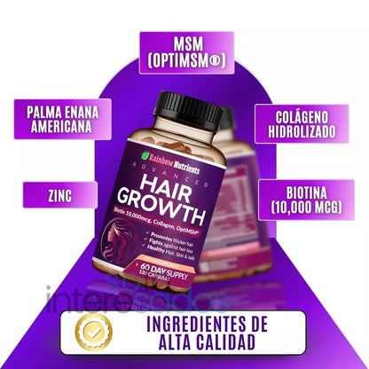 Biotina Hair Growth – Fortalece tu cabello y devolvéle su brillo natural (120 cápsulas)