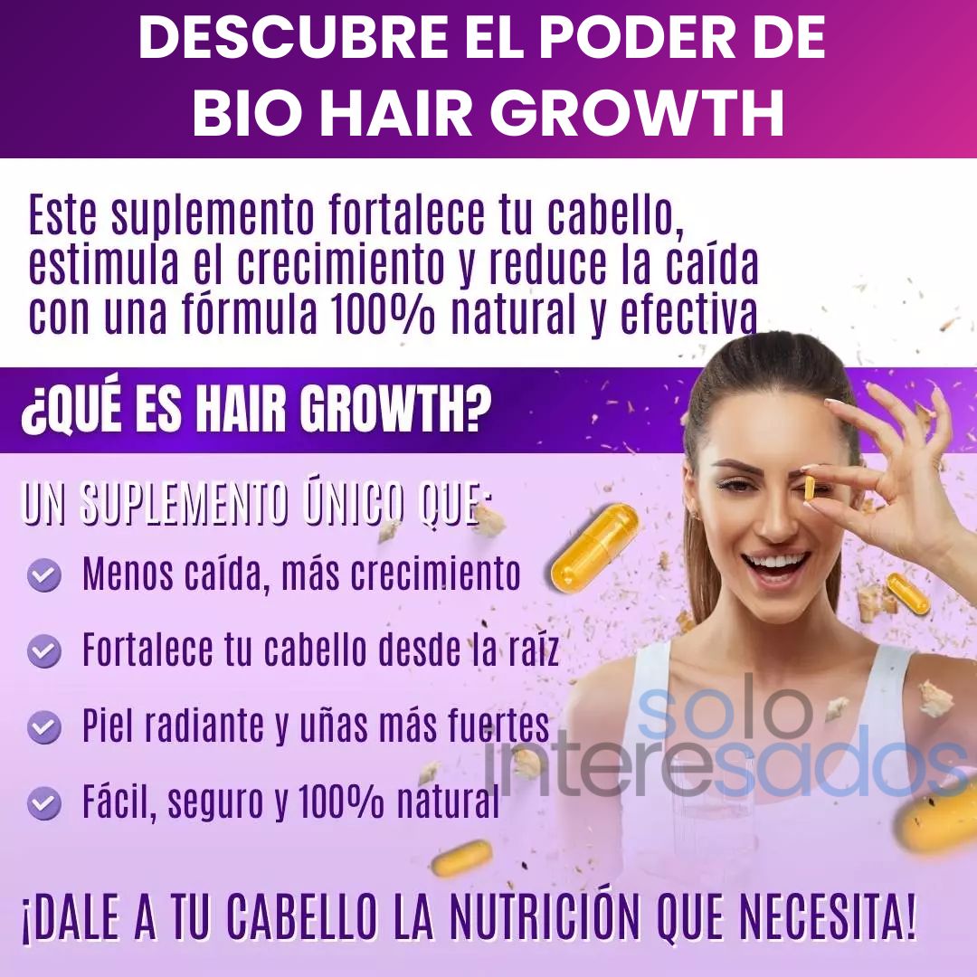 Biotina Hair Growth – Fortalece tu cabello y devolvéle su brillo natural (120 cápsulas)