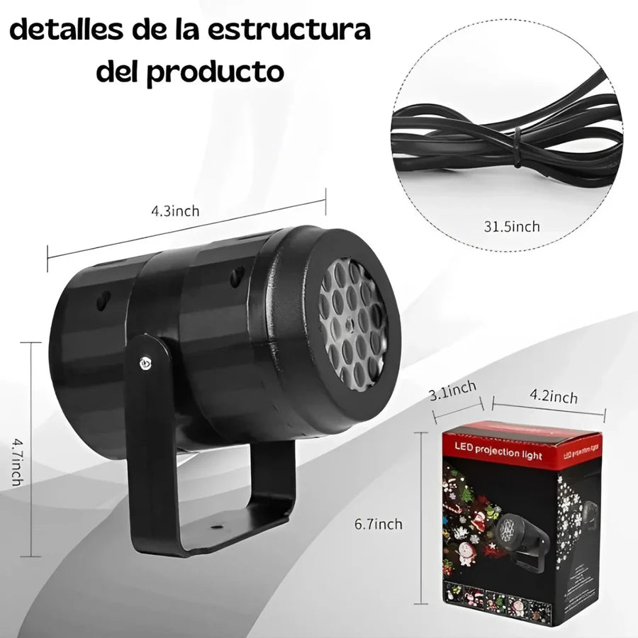 Proyector LuzFesti – Navidad en un clic (16 patrones navideños incluidos)