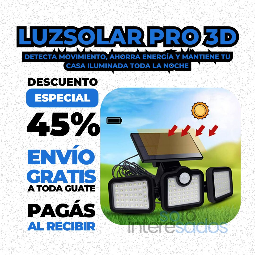 LuzSolar Pro 3D (Ilumina, Detecta y Protege sin Esfuerzo)