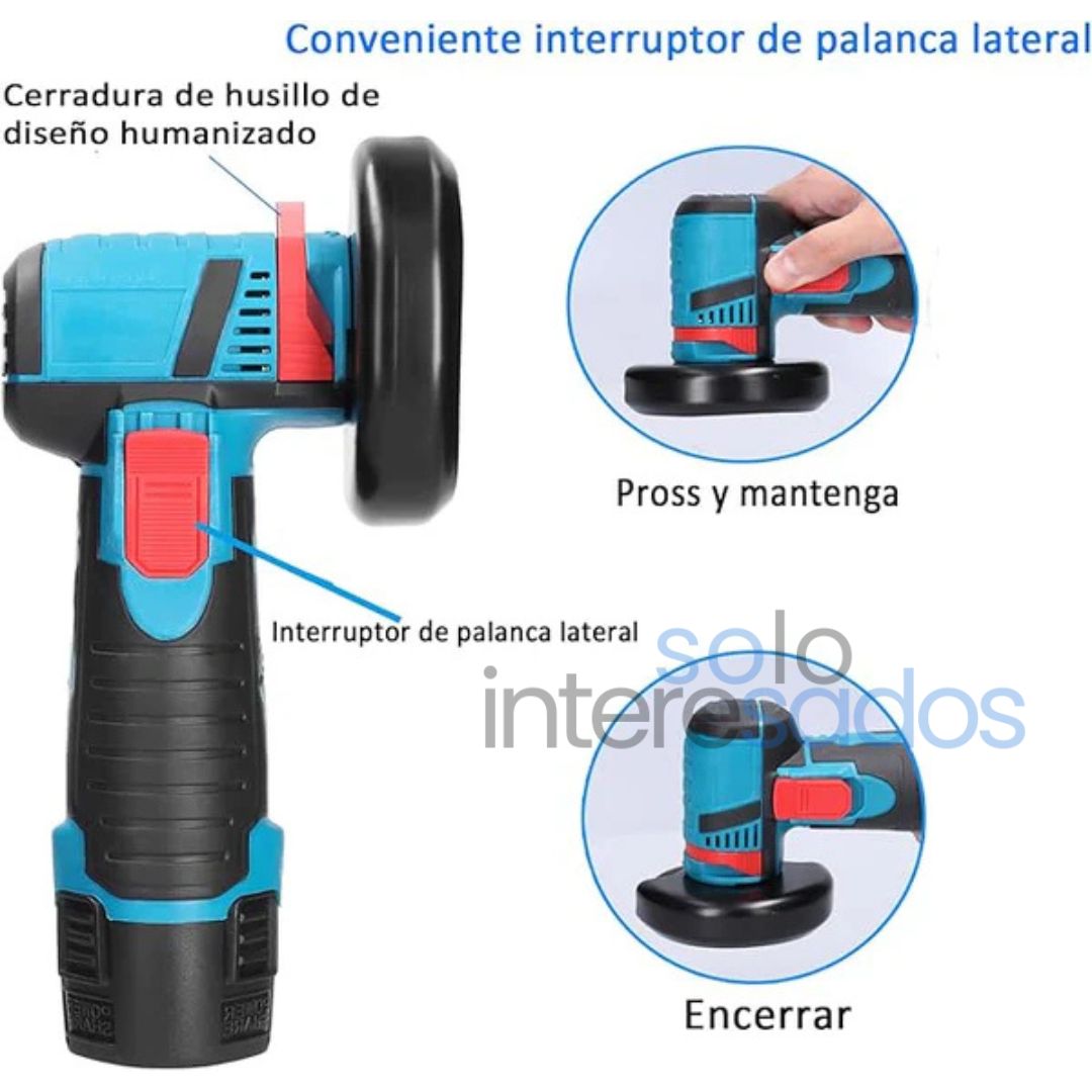 Mini Amoladora Angular 12V (+ 2 PILAS + 2 DISCOS CORTE/PULIDO + CARGADOR INCLUIDO)