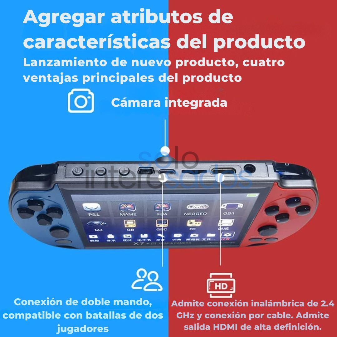 Consola de videojuegos x7 plus (10,000 JUEGOS CLÁSICOS INSTALADOS)