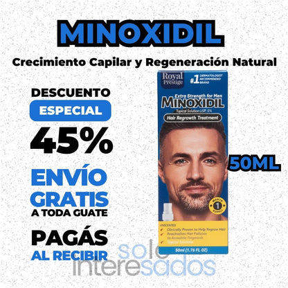 Minoxidil – Crecimiento Capilar y Regeneración Natural ORIGINAL 50ML (HOMBRES Y MUJERES)