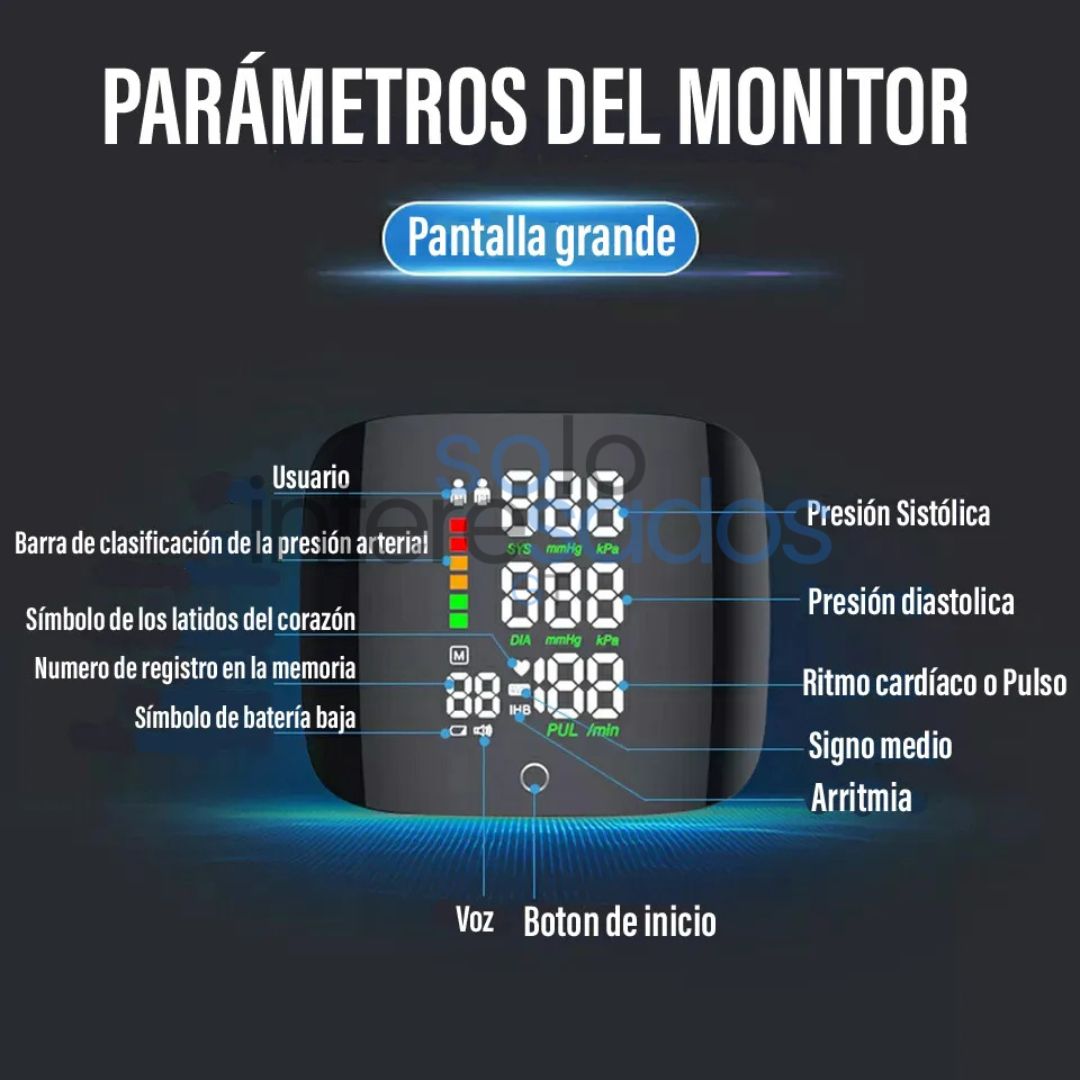 Tensiómetro Digital de Muñeca Recargable – Con Voz en Español y Estuche
