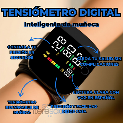 Tensiómetro Digital de Muñeca Recargable – Con Voz en Español y Estuche